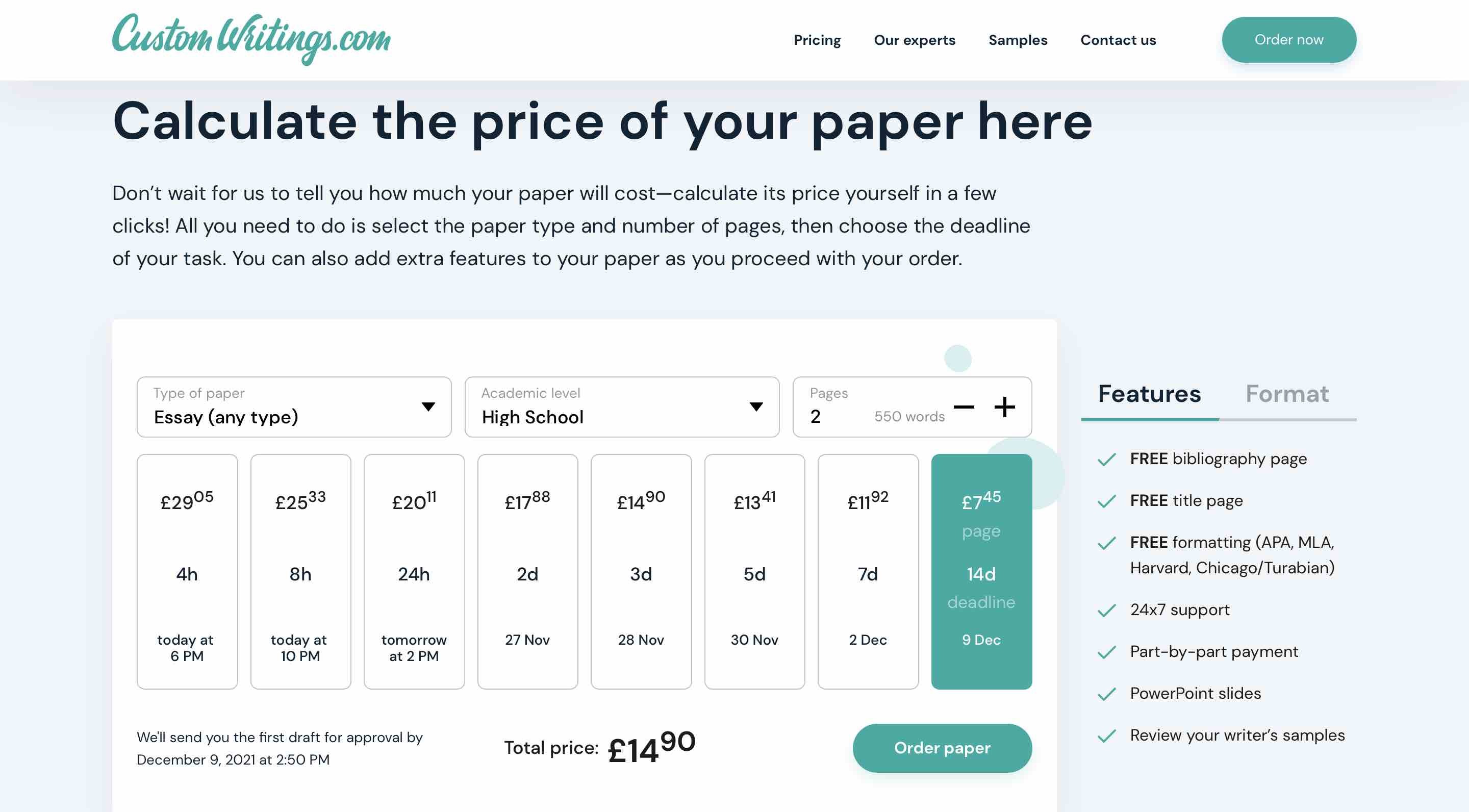 If you want your paper to be completed within four or eight hours, you can take advantage of these plans as well. 